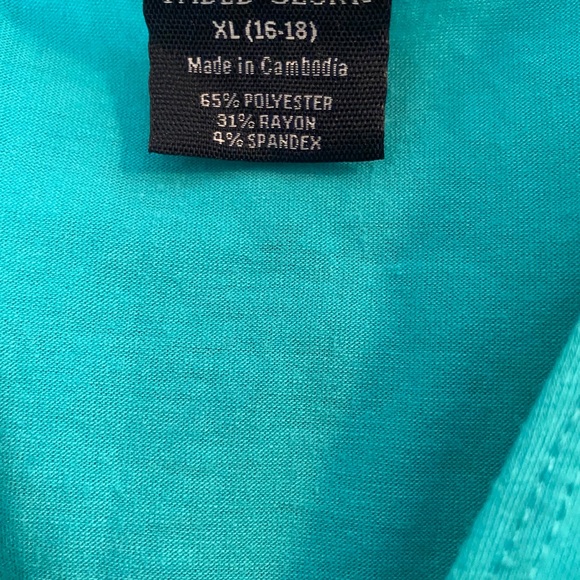 Faded Glory Tank Top Dress, XL (16-18), aqua. - Picture 2 of 2